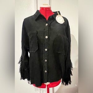 New with
Tags Umgee Black Fringed Corduroy Jacket 🧥 Oversize Size Medium